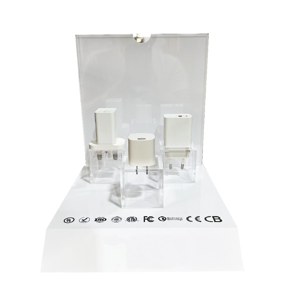 耐用高透明新款亚克力手机充电器展示架——线缆配件陈列架（零售广告设备适用款）