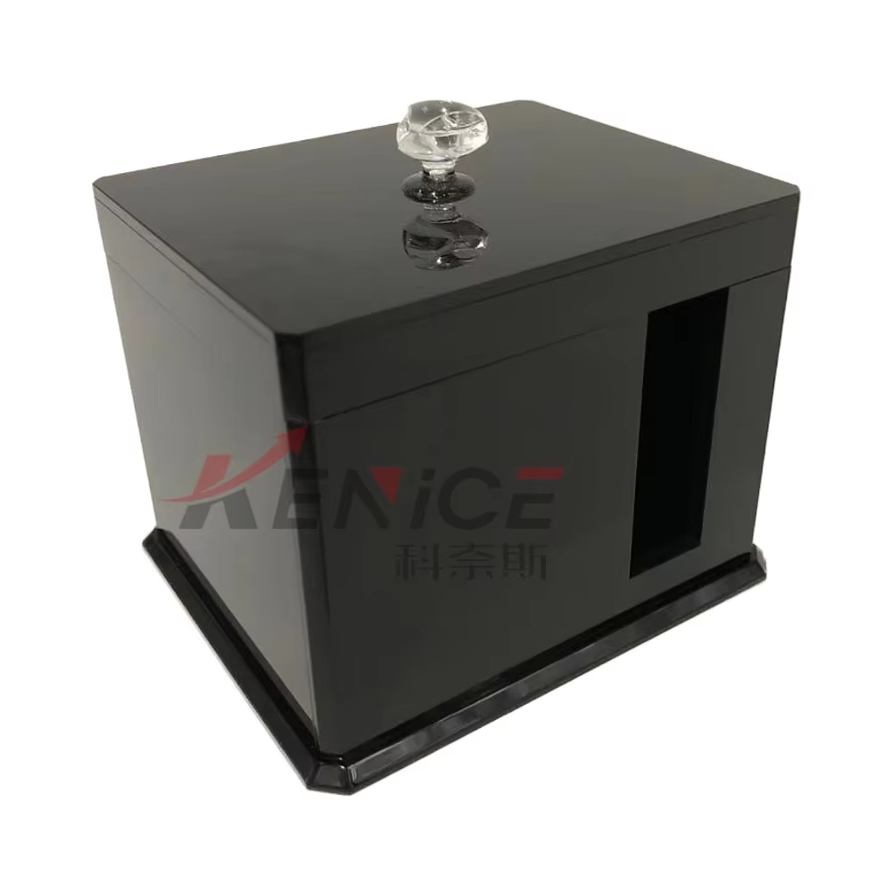 酒店及餐厅专用 批发定制桌面方形黑色亚克力棉签/纸巾展示盒