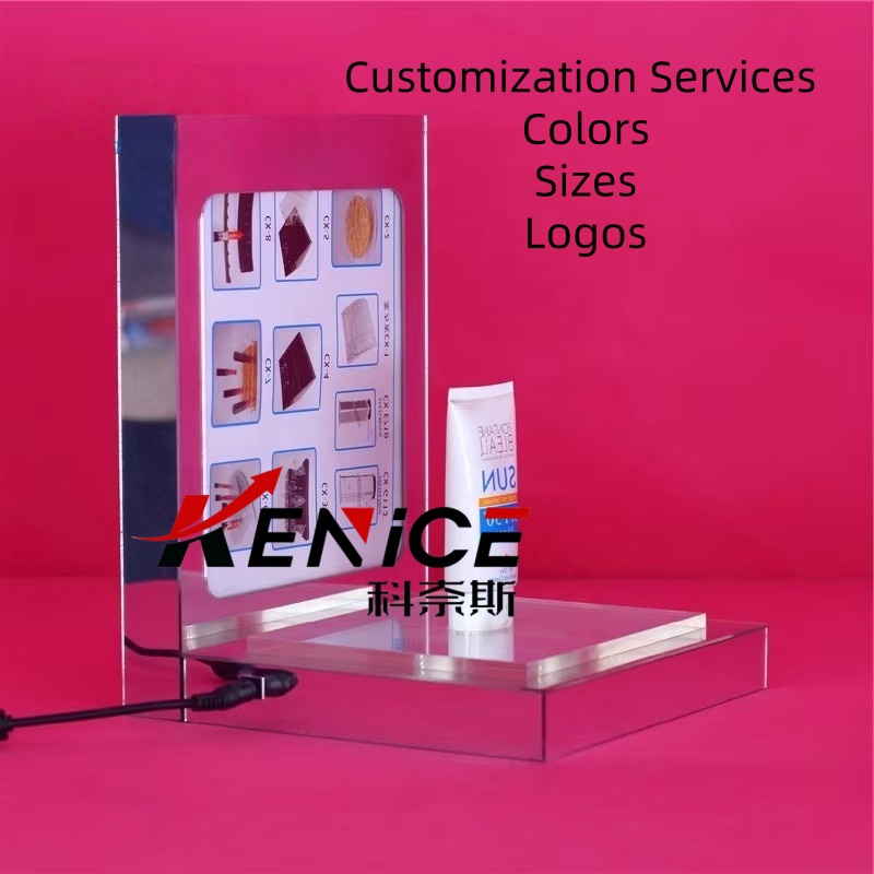 透明亚克力L形化妆品展示架 PMMA护手霜陈列架（适用于化妆品店）